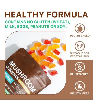Mushroom Gummies for Adults 10x Mushroom Supplement Energy Focus Mood & Cognitive Support Vegan Immune Brain Support & Chill Mushroom Complex Gummy 80 Gummies - Buy Online on GoSupps.com