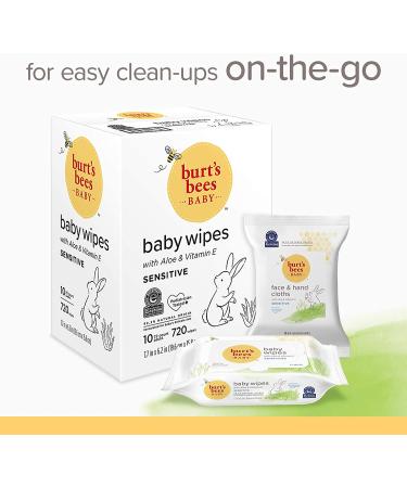 Burt's Bees Baby Wipes - Unscented Towelettes for Sensitive Skin - All Natural with Aloe & Vitamin E - Fragrance Free - 6 Flip-Top Packs - 432 Wipes Total - Buy Online on GoSupps.com