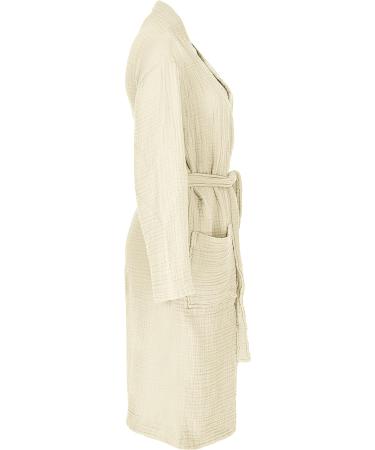 Sustainable Life Turkish Cotton Unisex Bathrobe | Soft, Absorbent, Garment Washed | S-M Natural - Buy Online on GoSupps.com