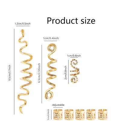 28 Pieces Dreadlocks Jewelry Set Adjustable Metal Cuffs & Spiral Clips Gold Dreadlock Pearls for Men & Women - Buy Online on GoSupps.com