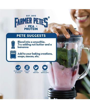 Farmer Pete's 1kg Pea Protein Powder - Dairy Free, Gluten Free, Plant Based Vegan Isolate - Buy Online on GoSupps.com