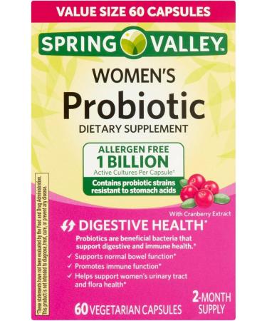 Probiotics for Women Capsules Dietary Supplement 1 Billion CFUs - Digestive Health by Spring Valley (60 Capsules - Pack of 1) VSL-Shops - Buy Online on GoSupps.com
