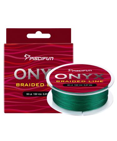 Piscifun Onyx Braided Fishing Line 6lb-150lb Superline Abrasion Resistant Braided Lines Super Strong High Performance PE Fishing Lines Green 30LB(0.26mm)-547Yds