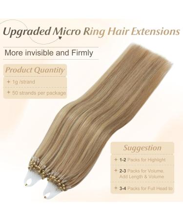 Benehair Micro Loop Human Hair Extension 20Inches Nano Rings Hair Extensions Real Human Hair 1g/strand 50g Hair Extensions Real Remy Micro Loop Human Hair Golden Brown&Bleach Blonde #12&613 20Inches Golden Brown Mix Bleach Blonde - Buy Online on GoSupps.com