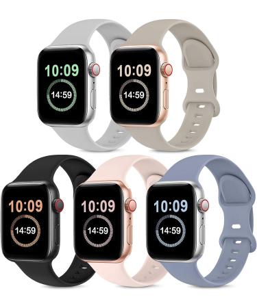 OYODSS 5 Pack Silicone Sport Bands for Apple Watch 38mm/40mm/41mm - Women PinkSand/Stone/Lavender Gray/Black/Gray - Compatible with Ultra SE Series 8 7 6 5 4 3 2 1 - Buy Online on GoSupps.com