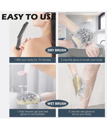 ENESNES 2-in-1 Exfoliating Glove for Body Scrubbing and Dead Skin Removal - Beige - Buy Online on GoSupps.com