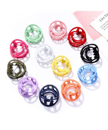CEALXHENY 12PCS Happy Face Hair Claw Clips | Non-Slip Medium Size Hair Jaw Clamps - Colorful Y2K Hair Styling Accessory (12 Colors) - Buy Online on GoSupps.com