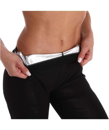 TNMLLD Women's Short Sauna Pants XX-Large Black - Weight Loss Thigh Slimmer Fitness Sweatpants for Running Sports - Buy Online on GoSupps.com