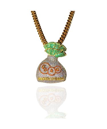 Shop-iGold 14k Iced Joker White Gold Grillz Finish for Mouth Top Bottom Hip Hop Teeth Grills for Mouth Grillz for Mouth Top Bottom Hip Hop 6 Grills for Teeth Mouth Set - Teeth Cap Iced Grillz Chain + Pendant Set