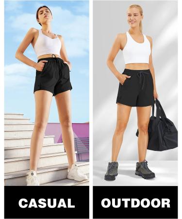 AFITNE Women's 4 Hiking Shorts - Quick Dry Lightweight Outdoor Shorts - Small Black - Buy Online on GoSupps.com