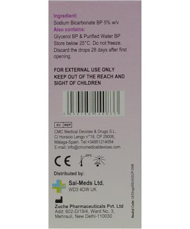 Sodium Bicarbonate Ear Drops (Sai-Meds) Softens Ear Wax and Eases Discomfort (1 Pack) - Buy Online on GoSupps.com