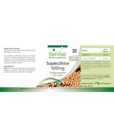 Fairvital | Soy Lecithin 500mg - VEGAN - High Dose - 120 Licaps - Buy Online on GoSupps.com