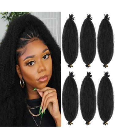 Pre-Separated Springy Afro Twist Hair 24 Inch 6 Packs Soft Spring Twist Hair for Distressed Butterfly Locs Wrapping Hair For Soft Locs Synthetic Marley Twist Braiding Hair Extensions for Black Women (1B) 24 Inch (Pack o...