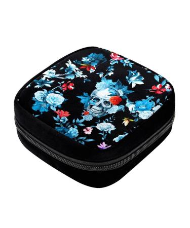 GIAPB Period Bag Sanitary Napkin Storage Bag Pad Holder for Period Makeup Pouch Blue Skull Color4536