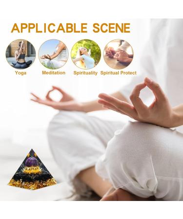 Orgone Pyramid Positive Energy Crystal Pyramid Flower of Life Quartz with Agate Protection Crystals Energy Generator for Stress Reduce Healing Meditation Attract Wealth Lucky (Lotus Purple Gold) - Buy Online on GoSupps.com