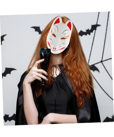 Garneck Fuchsmaske Half Face Cosplay Mask | White Japanese Fox Masquerade Mask for Parties & Festivals | Anbu Fox Dress Up Decoration - Buy Online on GoSupps.com