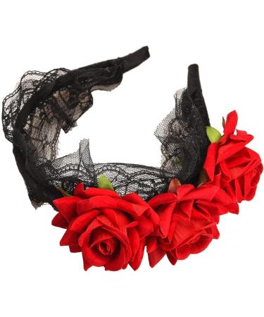 NAUZE Maid Gothic Headband Flower Crown Headband Rose Headdress for Halloween Wedding Day of the Dead(Black) - Buy Online on GoSupps.com