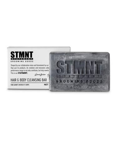 STMNT Grooming Goods Hair & Body Cleansing Bar 125g | SLS/SLES Sulfates Free | Moisturizing Formula w/Activated Charcoal | Travel Friendly