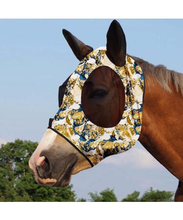 Harrison Howard Super Comfort Stretchy Fly Mask - Large Eye Space UV Protection & Breathability | Blue-Yellow (L) - Ideal for International Shipping - Buy Online on GoSupps.com