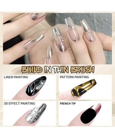 4x12ml Metallic Mirror Painting Liner Gel Polish Set Mirror Chrome Holographic Laser Effect Painted Gel Nail Polish Metal Drawing Striper Gel Build in Thin Brush Nail Art Manicure Set D (Set D) - Buy Online on GoSupps.com