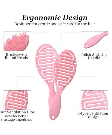 2 Pack Professional Vent Hair Brush for Women - Quick Drying & Detangling Hairbrush for Wet/Dry Hair - Ideal for Curly, Thick, Long, Wavy, and Damaged Hair - Faster Blow Drying - Pink Powder Blue - Buy Online on GoSupps.com