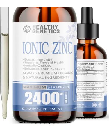 Liquid Zinc Drops Concentrate for entire family | 240 Day Supply | Zinc Sulfate 2400mg | Immunity Mood Brain Thyroid | 2 Oz