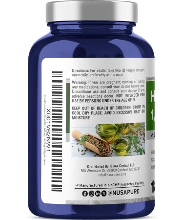 NusaPure Hemp Oil 1 000mg Per Serving 180 Veggie Softgels Non-GMO Vegan 180 Count (Pack of 1) - Buy Online on GoSupps.com