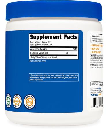 Nutricost L-Citrulline Malate (2:1) Powder (300 Grams) Unflavored 300 g - Buy Online on GoSupps.com