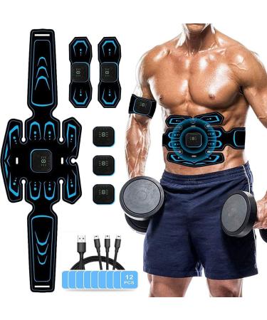 Hongxian abdominal muscle trainer EMS training device abdominal muscle belt abdominal trainer electrically portable muscle stimulator 8 modes & 19 intensities belly trainer training gait
