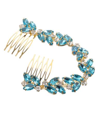 ABOOFAN Piece Rhinestone Chain Hair Comb Crystal Hair Clip Hair Comb Slide Clip Bridal Hair Pin Hair Clips Hair Side Comb Flower Girls Hair Pin Hair Fork Wedding Bridesmaid Headband Alloy Sky-blue 0.6X4.5X19CM