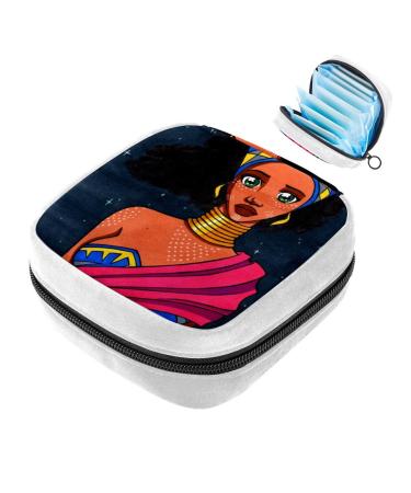 GIAPB Sanitary Napkin Storage Bag Period Bag Tampon Bag Makeup Bag Pad Pouch Black African American Color1665