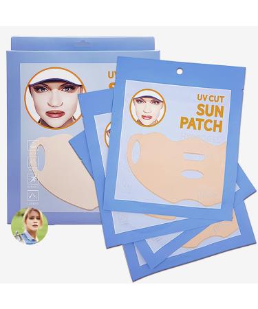 SHIONLE 4 Pack Sun Protection Under Face Mask Area Cooling Patch with Earloops for Golf & Outdoor Sports Activities Sunblock Shield Suncreen Tape Sticker UV Block Sheet with Hydorgel - All Skin Type