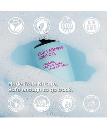 RICH FARMERS Organic Liquid Castile Soap Acai Berry - 16 oz | Sunflower, Olive, and Coconut Oils | Natural Ingredients - Buy Online on GoSupps.com