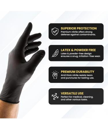Black Disposable Nitrile Gloves Small Heavy Duty Powder-Free Industrial Grade 4 MIL Thickness Texture Ronco Sentron4 (Small) 100 Gloves - Buy Online on GoSupps.com