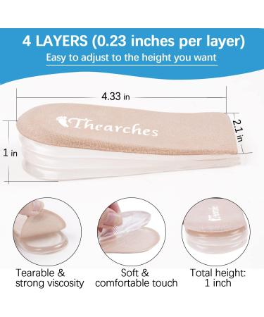 Adjustable Heel Lift Insole Inserts - Gel Height Increase Orthotic Insoles for Leg Discrepancy & Heel Pain - 3-Layer Design (Beige, Small) - Buy Online on GoSupps.com