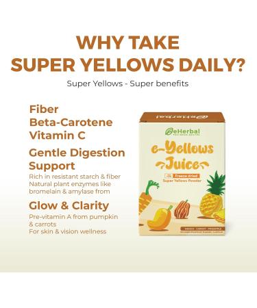 eHerbal Superfood Freeze-Dried Powder | Plant-Based Drink Mix with Natural Fruits & Veggies | Digestive Energy & Fiber Support | 15 Packs Each | Vegan Non-GMO No Additives (Box e-Yellows) e-Yellows 3.6 Ounce (Pack of 1) - Buy Online on GoSupps.com