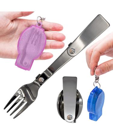 Foldable Fork and Spoon Set Portable Folding Spoon and Fork Set with Two Plastic Storage Cases for Travel Camping Thermos Outdoors Picnic