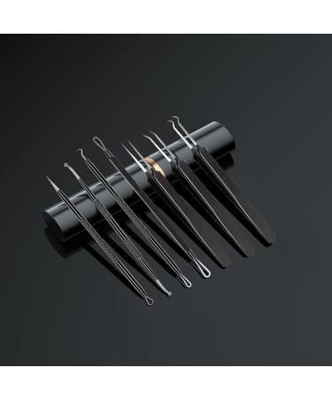Xesscare 7-Piece Pimple Popper & Blackhead Remover Tool Kit - Acne Extractor & Tweezers for Facial, Nose, and Forehead - Blemish & Whitehead Removal (Black) - Buy Online on GoSupps.com