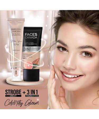 FACES- CANA'DA- Strobe Cream - Rose Gold | Primer + Highlighter + Moisturizer | Shea Butter & Hyaluronic Acid | Intense Hydration | Flawless Radiant Dewy Skin | Illuminating & Glowing Makeup Base 30 ml 1.01 fl.oz. - Buy Online on GoSupps.com