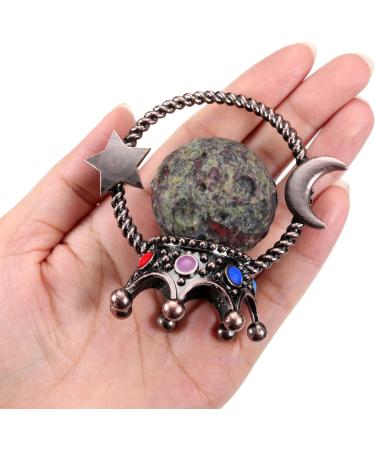 JOVIVI Dragon Blood Jasper Crystal Ball with Bronze Star Moon Stand - Healing Gemstone for Wicca, Feng Shui & Meditation - Buy Online on GoSupps.com