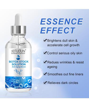 Botox Stock Solution Facial Serum - Instant Tightening Anti-Aging Serum with Vitamin C & E Reduces Fine Lines & Boosts Collagen - 1 Fl Oz - Buy Online on GoSupps.com