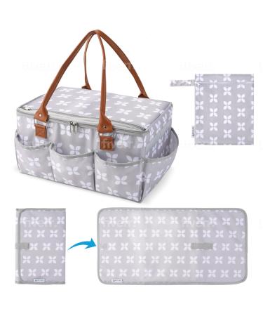 Moteph Extra Large Diaper Caddy with Zip-Top Cover (With Changing Mat)