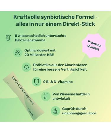 MIVEL Well-Being Probiotic | 9 Premium Bacteria 20 Billion CFU Prebiotics & Vitamins for Enhanced Digestion & Gut Health - International Shipping Available - Buy Online on GoSupps.com
