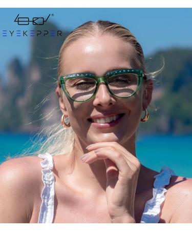 Eyekepper Rhinestone Reading Glasses for Women - Oversize Green Half-Moon Readers +2.75 Diopters - Buy Online on GoSupps.com