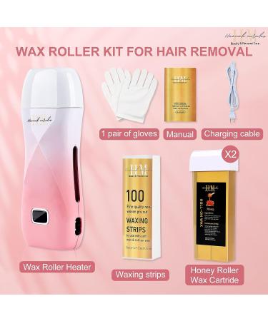 Wax Roller Hair Removal Kit with Warmer - Ideal for Sensitive Areas - Includes Waxing Strips and Accessories - Buy Online on GoSupps.com