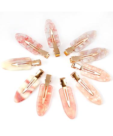 10 Pcs No Bend Hair Clips Ladies Pin Curls No Crease Barrette Acrylic Resin Flat Clips