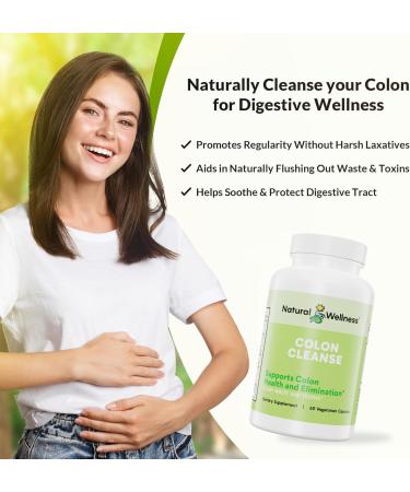 Natural Wellness Colon Cleanse Gentle Detox with Cascara Sagrada Aloe Vera & 7 Plant-Based Herbs Supports Digestion Regularity & Gut Health Gluten-Free Vegetarian Capsules 60 Count - Buy Online on GoSupps.com