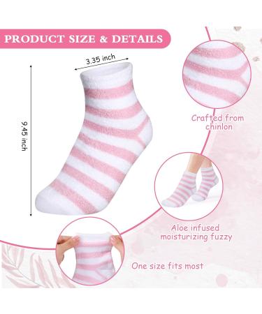 Hicarer Aloe Socks Moisturising Spa Socks Aloe Infused Socks Non Slip Lotion Fuzzy Socks for Women Repairing Softening Dry Feet Cracked Feet Skins Pink and White - Buy Online on GoSupps.com