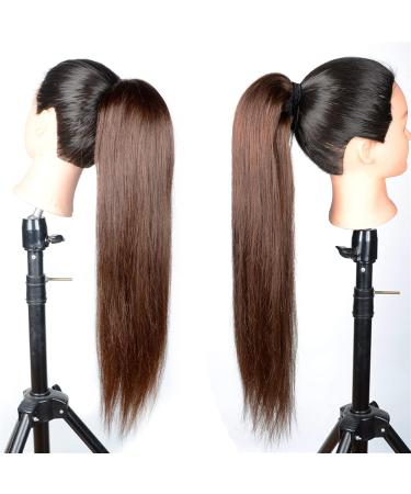 Hair Bun 12-26 Inch Long Ponytail Extended Dark Brown Straight Hair Ponytail Brazilian Real Hair Band Drawstring Hair Slice Wig Hair Extension Hair Piece (Color : Dark Brown Size : 26inches 100g) 26inches 100g Dark Brown - Buy Online on GoSupps.com