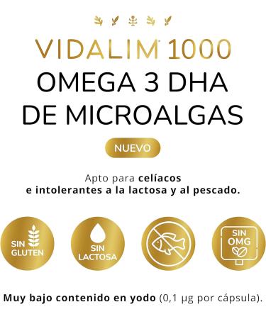VIDALIM 1000mg Omega 3 DHA Microalgae per capsule (30 beads). Maximum purity - Buy Online on GoSupps.com